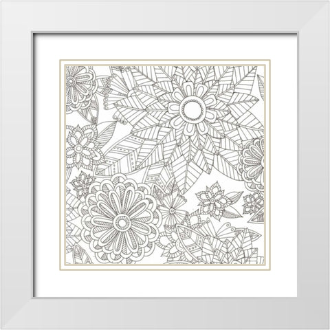 Floral Garden White Modern Wood Framed Art Print with Double Matting by Varacek, Pam