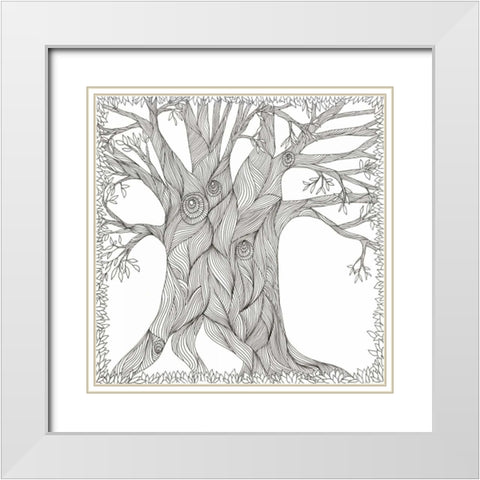 Weathered Oak White Modern Wood Framed Art Print with Double Matting by Varacek, Pam