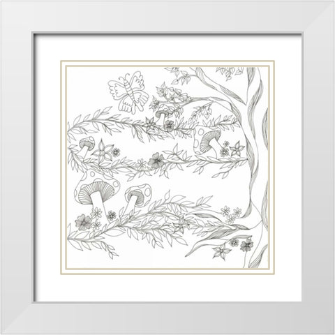 Mushroom Trees White Modern Wood Framed Art Print with Double Matting by Varacek, Pam