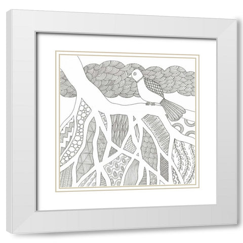 Feathers In The Storm White Modern Wood Framed Art Print with Double Matting by Varacek, Pam