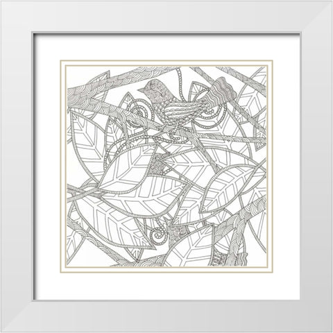 Bird In The Shadows White Modern Wood Framed Art Print with Double Matting by Varacek, Pam