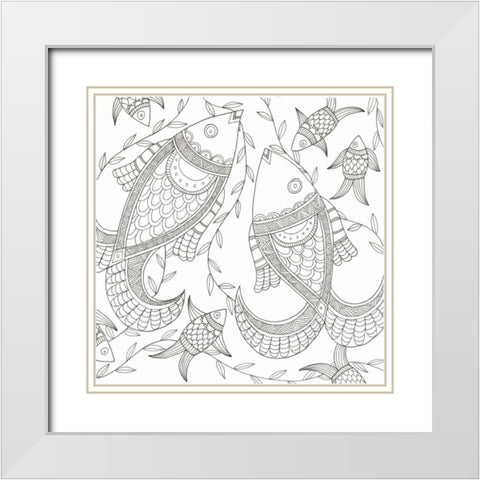 Fish In The Wild White Modern Wood Framed Art Print with Double Matting by Varacek, Pam