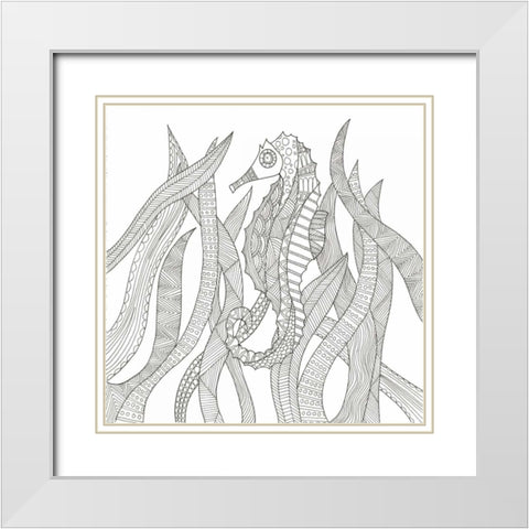 Seahorse In The Forest White Modern Wood Framed Art Print with Double Matting by Varacek, Pam