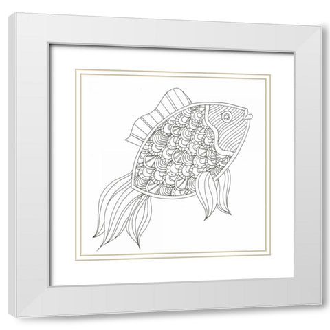 Lonely Fish White Modern Wood Framed Art Print with Double Matting by Varacek, Pam