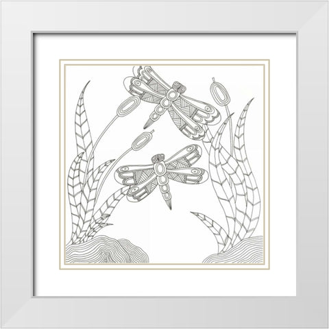 Dragons In The Sky White Modern Wood Framed Art Print with Double Matting by Varacek, Pam