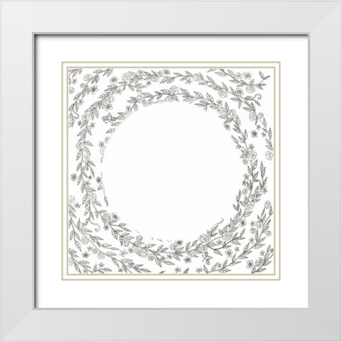 Swirling Vines Boarder White Modern Wood Framed Art Print with Double Matting by Varacek, Pam