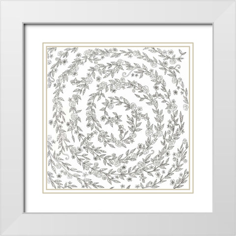 Swirling Vines White Modern Wood Framed Art Print with Double Matting by Varacek, Pam