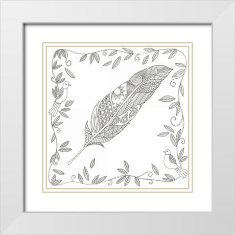 Fallen Feather White Modern Wood Framed Art Print with Double Matting by Varacek, Pam
