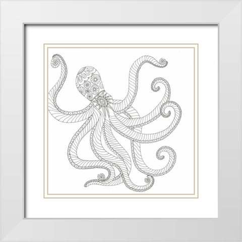 Creatures From The Deep 2 White Modern Wood Framed Art Print with Double Matting by Varacek, Pam