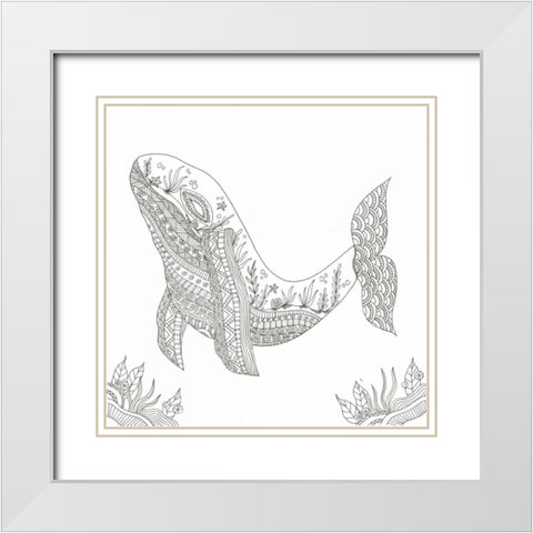 Humpback From The Deep White Modern Wood Framed Art Print with Double Matting by Varacek, Pam