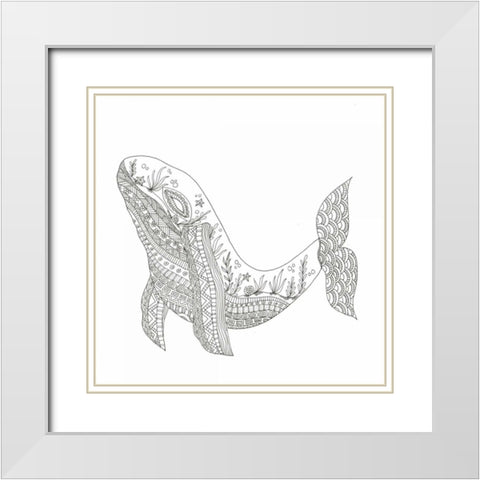 Creatures From The Deep 4 White Modern Wood Framed Art Print with Double Matting by Varacek, Pam