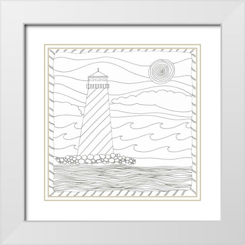 Lighthouse Majesty White Modern Wood Framed Art Print with Double Matting by Varacek, Pam