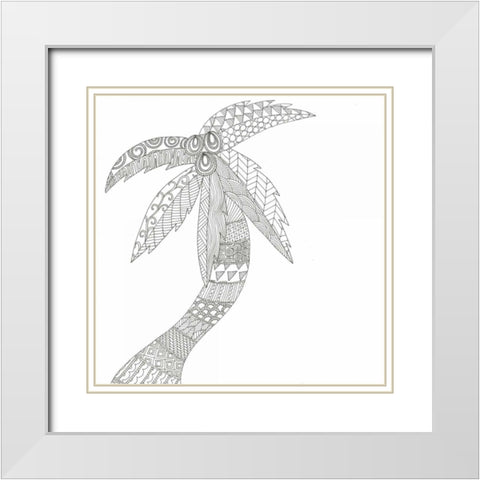Isolated Palm White Modern Wood Framed Art Print with Double Matting by Varacek, Pam