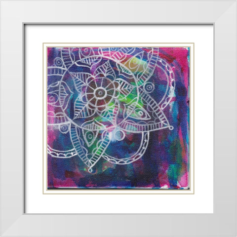 Tubular Flower White Modern Wood Framed Art Print with Double Matting by Varacek, Pam