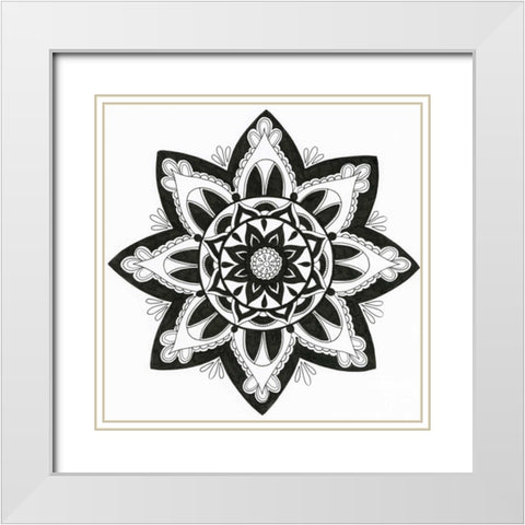 Yang Mandala White Modern Wood Framed Art Print with Double Matting by Varacek, Pam
