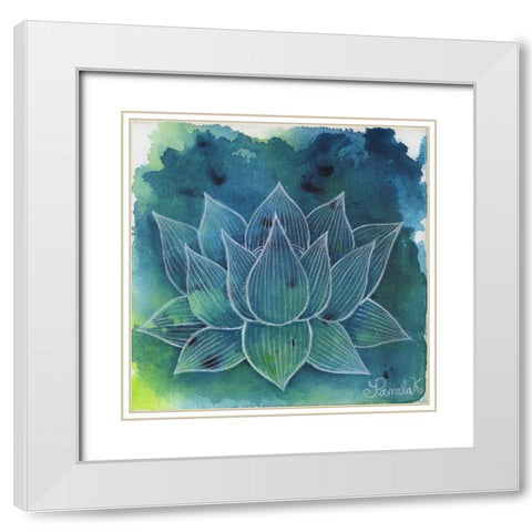 Emerging Lotus 1 White Modern Wood Framed Art Print with Double Matting by Varacek, Pam