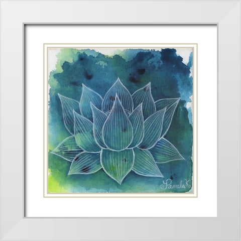 Emerging Lotus 1 White Modern Wood Framed Art Print with Double Matting by Varacek, Pam