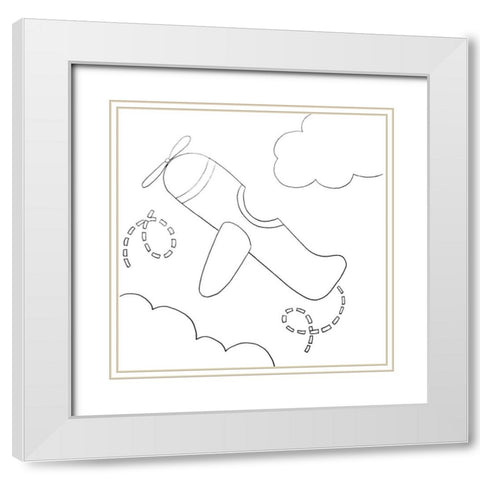 Airplane White Modern Wood Framed Art Print with Double Matting by Varacek, Pam