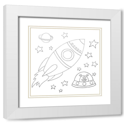 Rocket White Modern Wood Framed Art Print with Double Matting by Varacek, Pam
