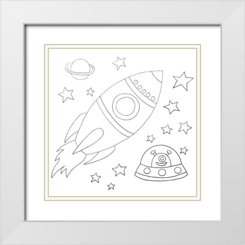 Rocket White Modern Wood Framed Art Print with Double Matting by Varacek, Pam