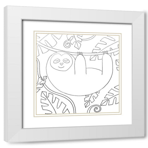 Sloth White Modern Wood Framed Art Print with Double Matting by Varacek, Pam