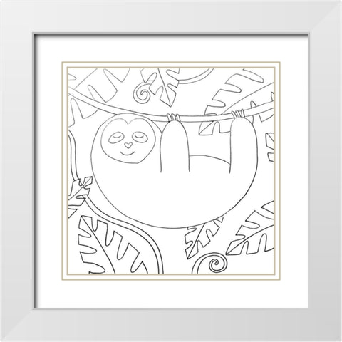 Sloth White Modern Wood Framed Art Print with Double Matting by Varacek, Pam