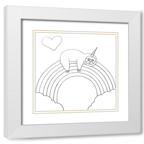Slothacorn White Modern Wood Framed Art Print with Double Matting by Varacek, Pam