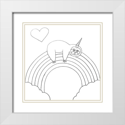 Slothacorn White Modern Wood Framed Art Print with Double Matting by Varacek, Pam