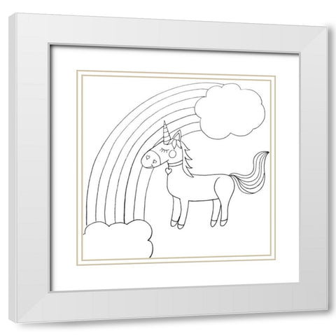 Unicorn White Modern Wood Framed Art Print with Double Matting by Varacek, Pam
