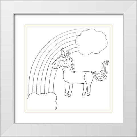 Unicorn White Modern Wood Framed Art Print with Double Matting by Varacek, Pam