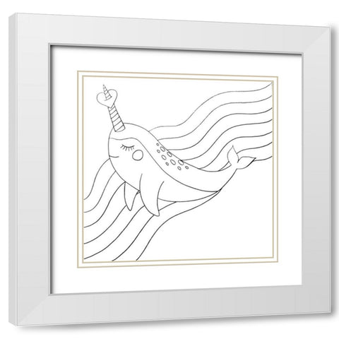 Narwhal White Modern Wood Framed Art Print with Double Matting by Varacek, Pam