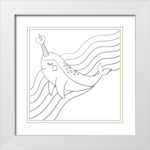 Narwhal White Modern Wood Framed Art Print with Double Matting by Varacek, Pam