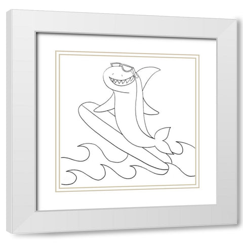 Shark White Modern Wood Framed Art Print with Double Matting by Varacek, Pam