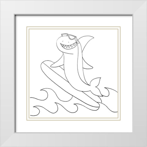 Shark White Modern Wood Framed Art Print with Double Matting by Varacek, Pam
