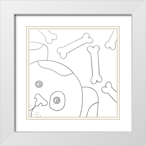 Puppy White Modern Wood Framed Art Print with Double Matting by Varacek, Pam