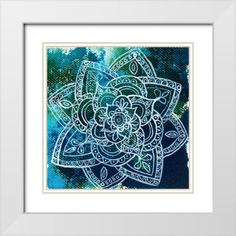 Mandala Mini 1 White Modern Wood Framed Art Print with Double Matting by Varacek, Pam