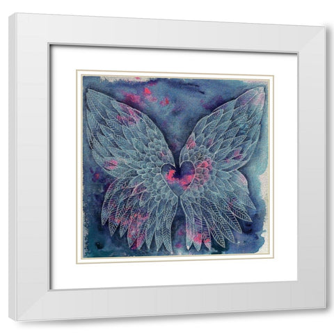 Wings With Heart White Modern Wood Framed Art Print with Double Matting by Varacek, Pam
