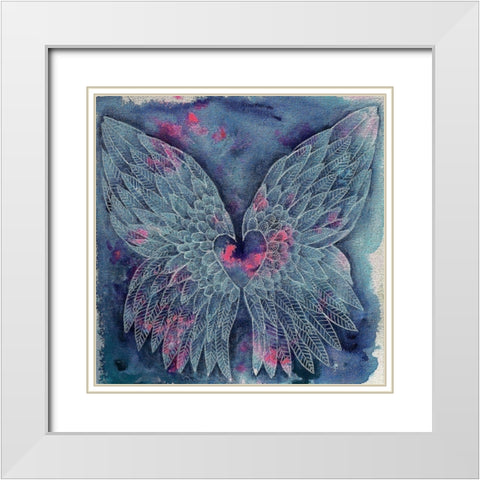 Wings With Heart White Modern Wood Framed Art Print with Double Matting by Varacek, Pam
