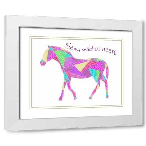 Colorpoly Horsia Stay Wild White Modern Wood Framed Art Print with Double Matting by Varacek, Pam
