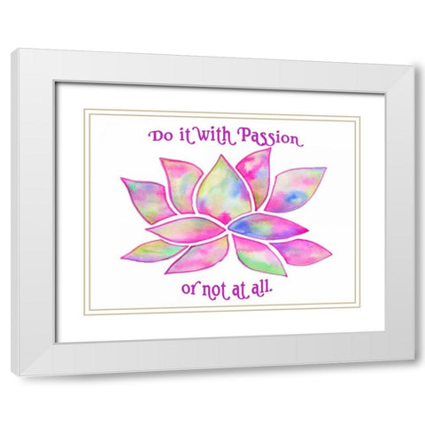 Tie Dye Lotus Passion White Modern Wood Framed Art Print with Double Matting by Varacek, Pam