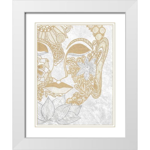 Buddha Bling White Modern Wood Framed Art Print with Double Matting by Varacek, Pam