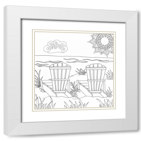 Beach Day White Modern Wood Framed Art Print with Double Matting by Varacek, Pam