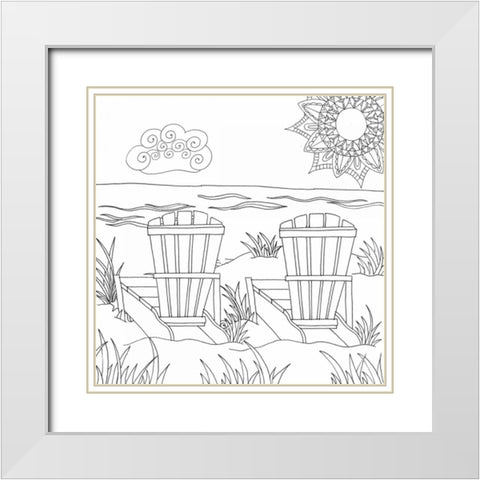 Beach Day White Modern Wood Framed Art Print with Double Matting by Varacek, Pam