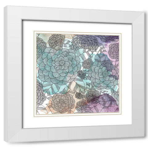 Watercolor Bouquet 1 White Modern Wood Framed Art Print with Double Matting by Varacek, Pam