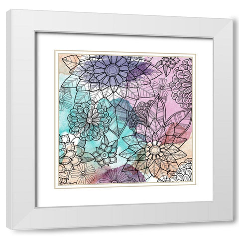 Watercolor Bouquet 2 White Modern Wood Framed Art Print with Double Matting by Varacek, Pam
