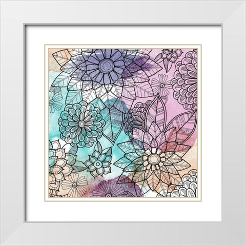 Watercolor Bouquet 2 White Modern Wood Framed Art Print with Double Matting by Varacek, Pam