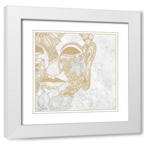 Buddha Bling Square White Modern Wood Framed Art Print with Double Matting by Varacek, Pam