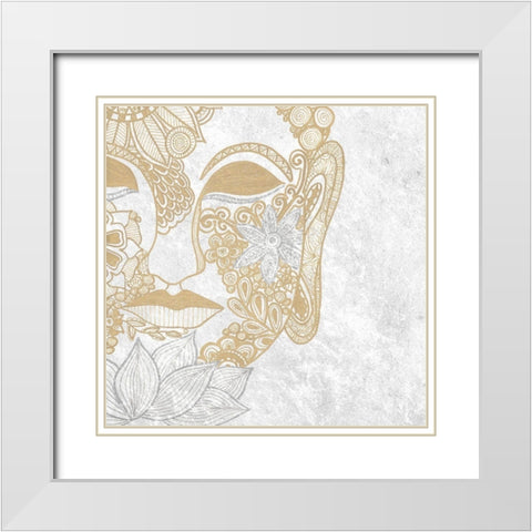 Buddha Bling Square White Modern Wood Framed Art Print with Double Matting by Varacek, Pam