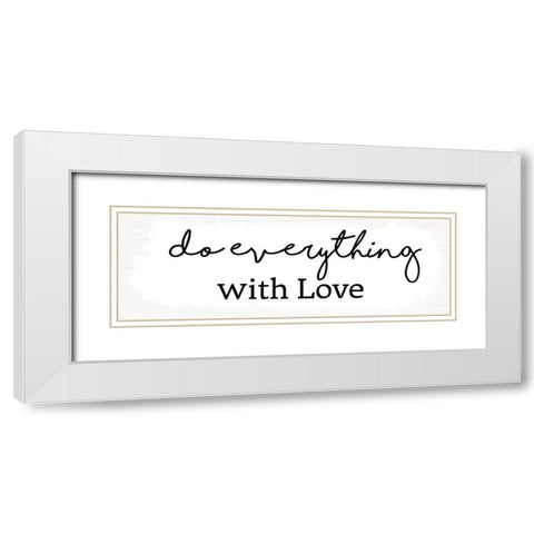 With Love White Modern Wood Framed Art Print with Double Matting by Lula Bijoux And Company