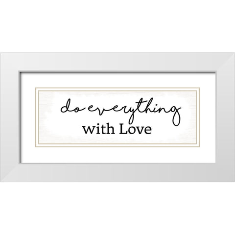 With Love White Modern Wood Framed Art Print with Double Matting by Lula Bijoux And Company
